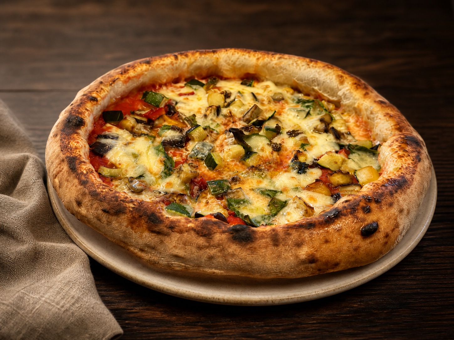 Ofenfrische Pizza mit gegrilltem Gemüse im Nuovo Tivoli